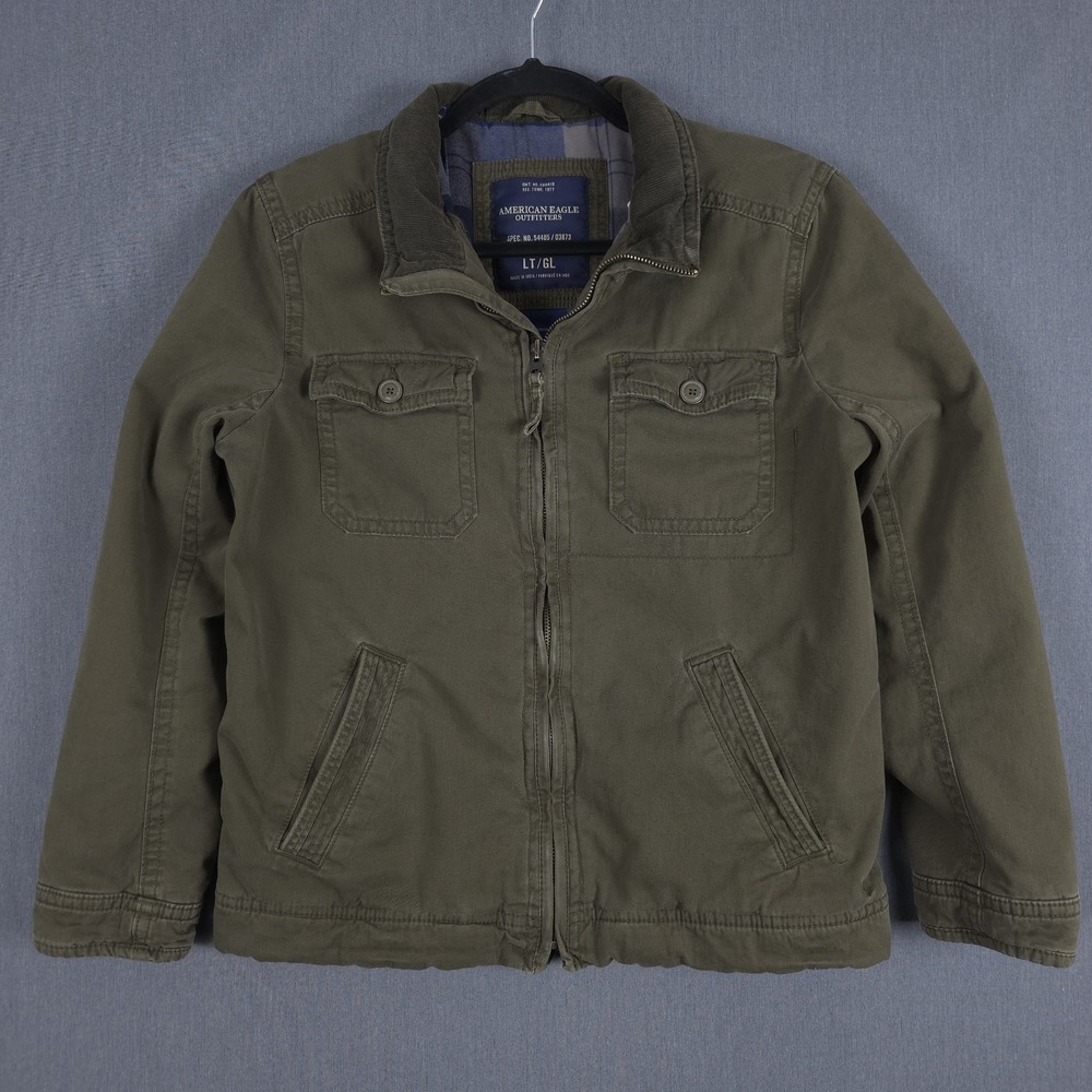 American Eagle Utility Jacket Mens Large Green Full Zip Field Chore Military